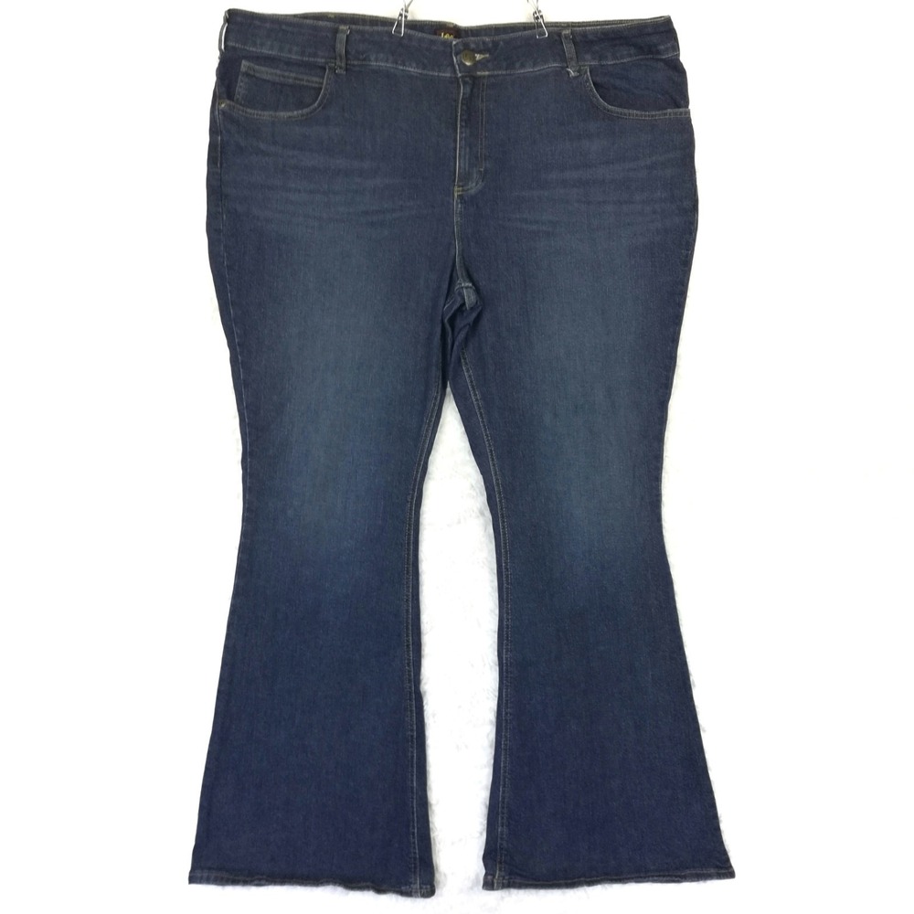 Lee Womens Jeans Flare Blue Denim Dark Wash High Rise Plus 26W
